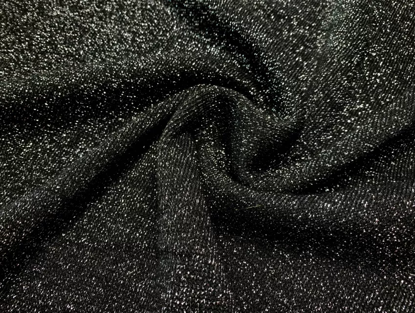 Ангора королевская люрекс, серебро на черном - фото 1 - интернет-магазин tkani-atlas.com.ua