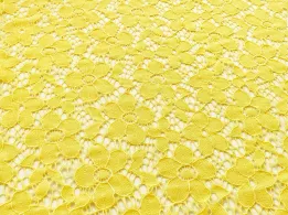Гіпюр стрейчевий квітковий, жовтий - інтернет-магазин tkani-atlas.com.ua