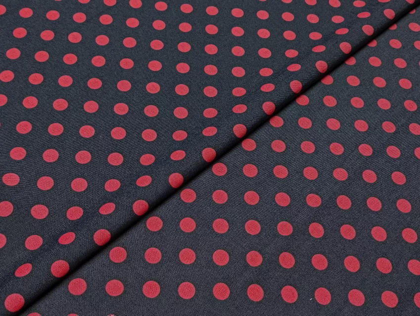 Джинс сорочковий горох 10 мм, червоний на темно-синьому - фото 1 - інтернет-магазин tkani-atlas.com.ua