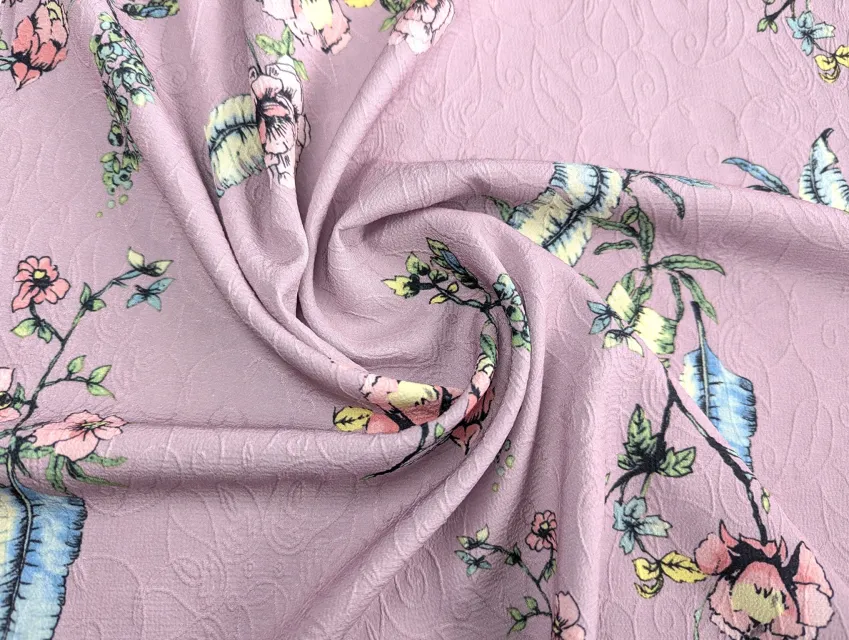 Жакард креповий нарядний квітковий, ліловий - фото 1 - інтернет-магазин tkani-atlas.com.ua