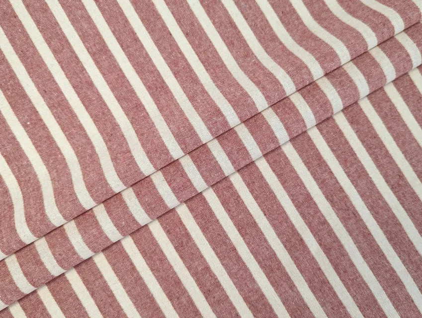 Котон прованс смужка з люрексом, червоний на молочному - фото 1 - інтернет-магазин tkani-atlas.com.ua