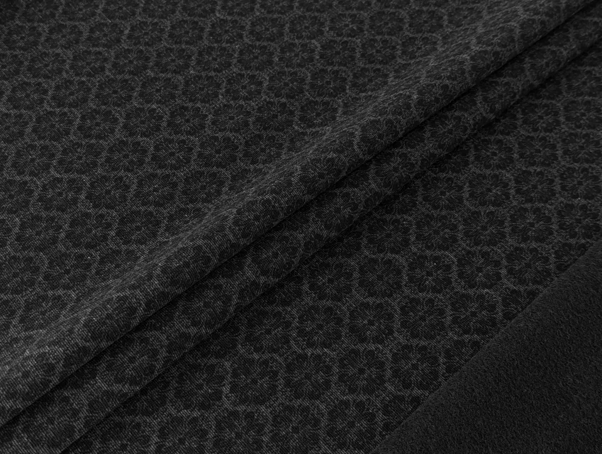 Трикотажная костюмка с начесом мелкий цветочек, черный - фото 1 - интернет-магазин tkani-atlas.com.ua