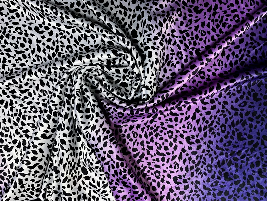 Атлас сатин градиент двухсторонний леопард, фиолетовый с сиреневым - фото 1 - интернет-магазин tkani-atlas.com.ua