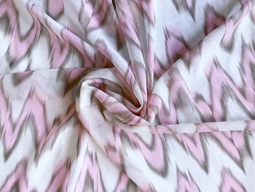 Шифон зигзаг, розовый с бежевым - фото 1 - интернет-магазин tkani-atlas.com.ua