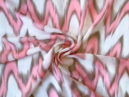 Шифон зигзаг, персиковий з бежевим - інтернет-магазин tkani-atlas.com.ua