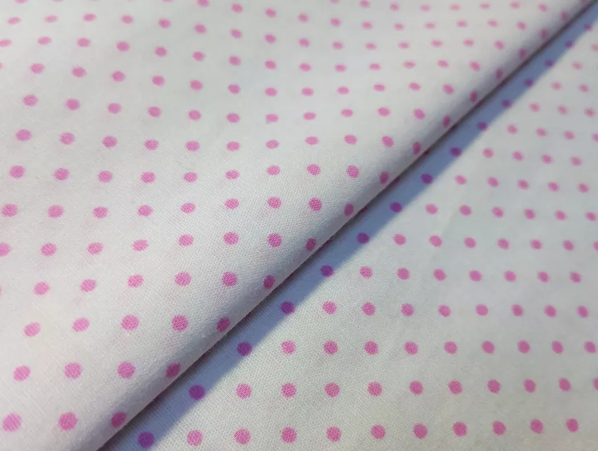 Коттон стрейчевый рубашечный горох 2 мм, розовый - фото 1 - интернет-магазин tkani-atlas.com.ua