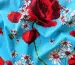 Котон стрейчевий малюнок квітковий дует, синій - фото 3 - інтернет-магазин tkani-atlas.com.ua