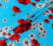 Котон стрейчевий малюнок квітковий дует, синій - фото 1 - інтернет-магазин tkani-atlas.com.ua