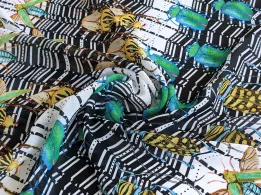 Шифон малюнок жуки, зелено-жовті - інтернет-магазин tkani-atlas.com.ua