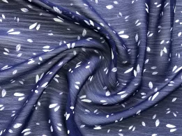 Шифон малюнок листочки, синій з білим - інтернет-магазин tkani-atlas.com.ua