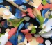 Шифон рисунок яркая мозаика, коралловый с синим - фото 1 - интернет-магазин tkani-atlas.com.ua