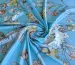 Шелк сатин цветочная композиция, голубой - фото 1 - интернет-магазин tkani-atlas.com.ua