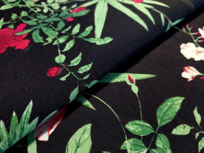 Бенгалін малюнок листя, чорний - фото 1 - інтернет-магазин tkani-atlas.com.ua