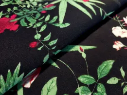 Бенгалін малюнок листя, чорний - інтернет-магазин tkani-atlas.com.ua