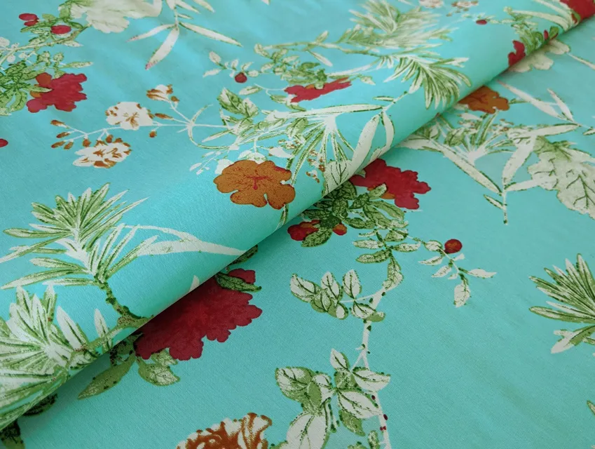 Бенгалін малюнок листя, ментоловий - фото 1 - інтернет-магазин tkani-atlas.com.ua