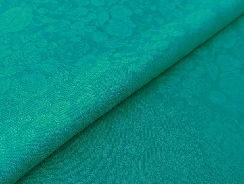 Бенгалін квітковий жаккард, бірюзово-блакитний - фото 1 - інтернет-магазин tkani-atlas.com.ua