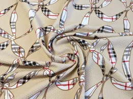 Трикотаж віденський  малюнок квіткова клітинка, бежевий - інтернет-магазин tkani-atlas.com.ua