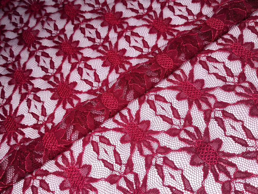 Гіпюр стрейчевий Дубай, бордовий - фото 1 - інтернет-магазин tkani-atlas.com.ua