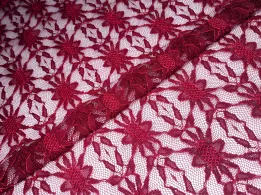 Гіпюр стрейчевий Дубай, бордовий - інтернет-магазин tkani-atlas.com.ua