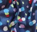 Джинс котон яскраві горохи з червоним, темно-блакитний - фото 2 - інтернет-магазин tkani-atlas.com.ua