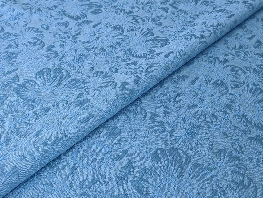 Жакард котоновий квітковий, блакитний - фото 1 - інтернет-магазин tkani-atlas.com.ua