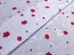 Коттон цветочный с напылением, красные на белом - интернет-магазин tkani-atlas.com.ua