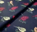 Котон сатин принт пташки, темно-синій - фото 1 - інтернет-магазин tkani-atlas.com.ua