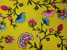 Коттон сатин принт цветочная фантазия, желтый - интернет-магазин tkani-atlas.com.ua