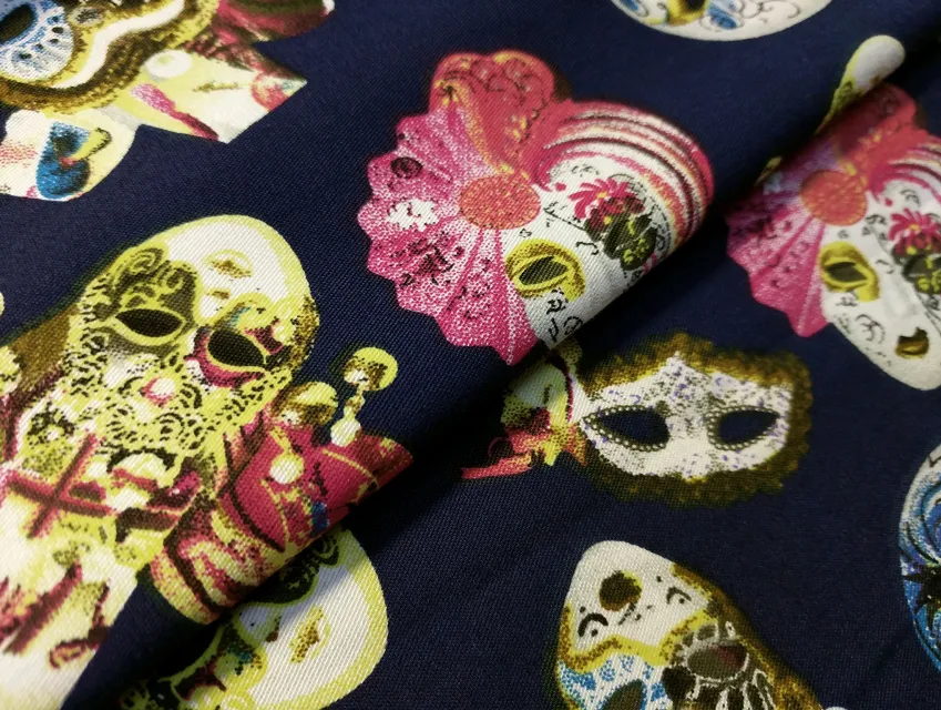 Стрейч котон малюнок венеція, темно-синій - фото 1 - інтернет-магазин tkani-atlas.com.ua