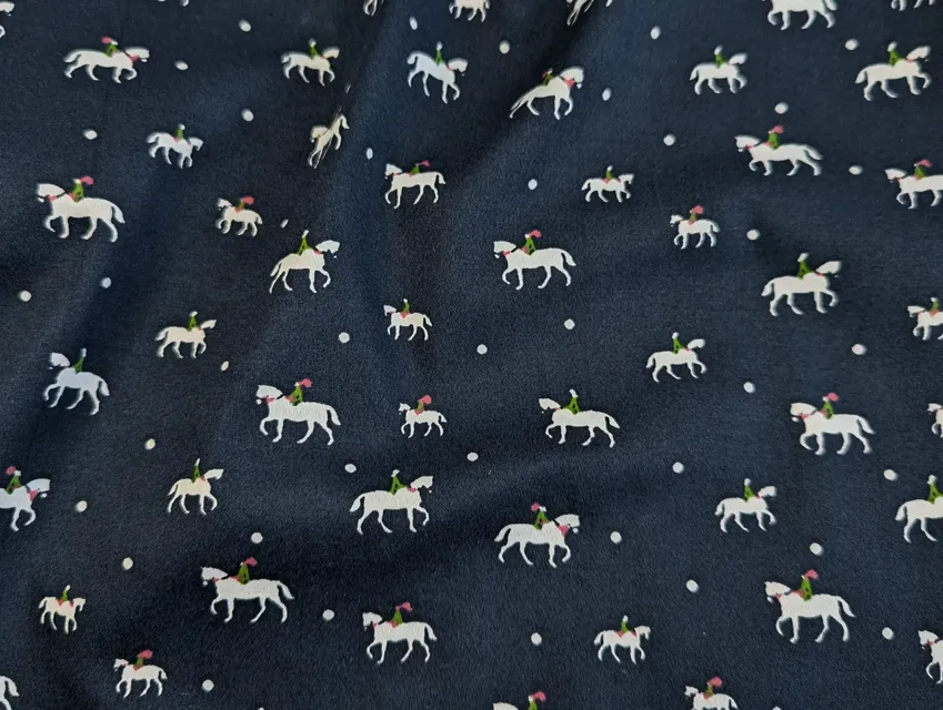 Стрейч котон малюнок коні, темно-синій - фото 1 - інтернет-магазин tkani-atlas.com.ua