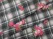 Джинс тенсел сорочковий клітинка з трояндами, чорний - інтернет-магазин tkani-atlas.com.ua