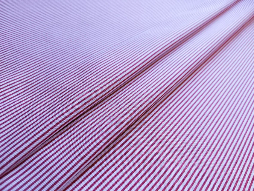 Коттон стрейчевый рубашечный полоска 1 мм, красные на белом - фото 1 - интернет-магазин tkani-atlas.com.ua
