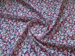 Шифон креповий галявинка, кораловий з синім - інтернет-магазин tkani-atlas.com.ua