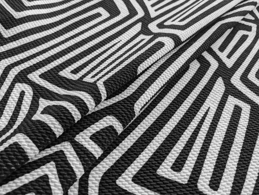 Трикотаж венский рисунок орнамент геометрический, черный с молоком - фото 1 - интернет-магазин tkani-atlas.com.ua