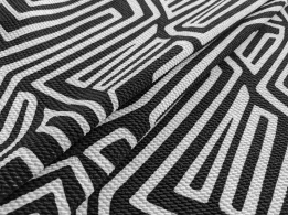 Трикотаж венский рисунок орнамент геометрический, черный с молоком - интернет-магазин tkani-atlas.com.ua
