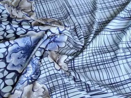 Софт принт квітковий купон, молочно-блакитний - інтернет-магазин tkani-atlas.com.ua