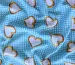 Шифон клеточка сердечки на точках, голубой с белым - фото 3 - интернет-магазин tkani-atlas.com.ua