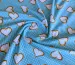 Шифон клеточка сердечки на точках, голубой с белым - фото 1 - интернет-магазин tkani-atlas.com.ua