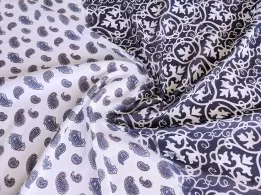 Шифон пейслі, синьо-білий - інтернет-магазин tkani-atlas.com.ua