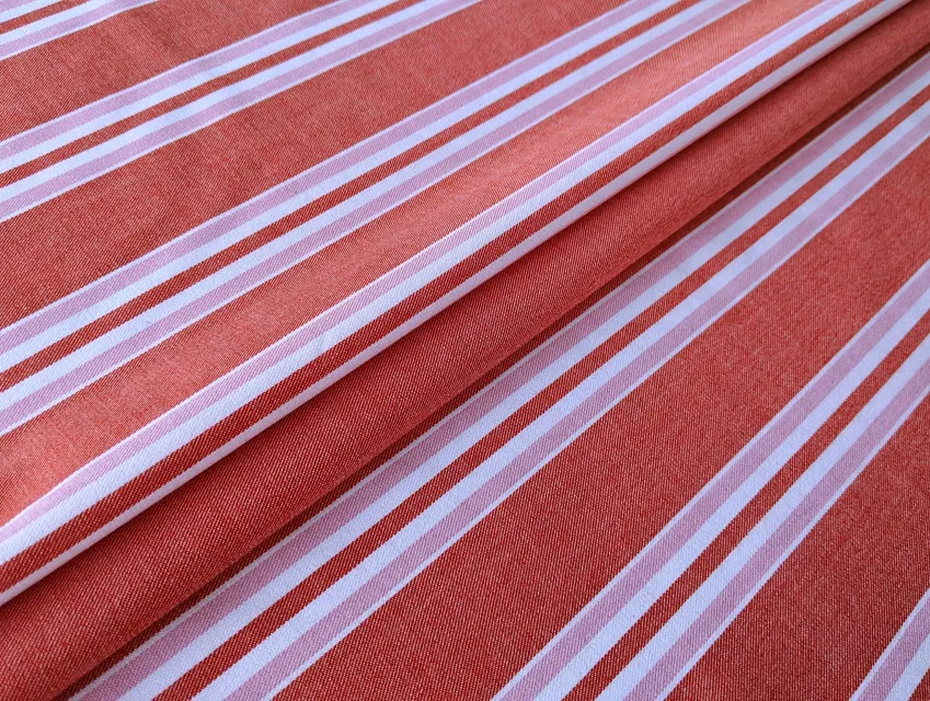 Костюмка Маргарет потрійна смужка, рожевий на кораловому - фото 1 - інтернет-магазин tkani-atlas.com.ua