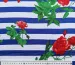 Трикотаж вискозный цветочки на полоске, сине-белый с красным - фото 2 - интернет-магазин tkani-atlas.com.ua