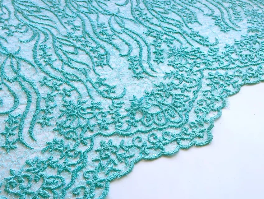 Сітка принцеса паєтка казковий візерунок, бірюзовий - фото 1 - інтернет-магазин tkani-atlas.com.ua