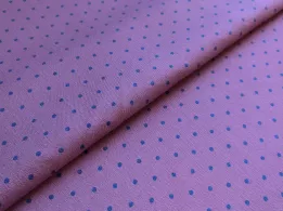 Джинс тенсел горошки 2 мм, синій на рожевому - інтернет-магазин tkani-atlas.com.ua