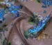 Шифон жаккард с люрексом яскраві квіти, синій на коричневому - фото 1 - інтернет-магазин tkani-atlas.com.ua