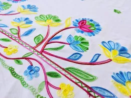 Коттон купон весна, розово-голубой на белом - интернет-магазин tkani-atlas.com.ua