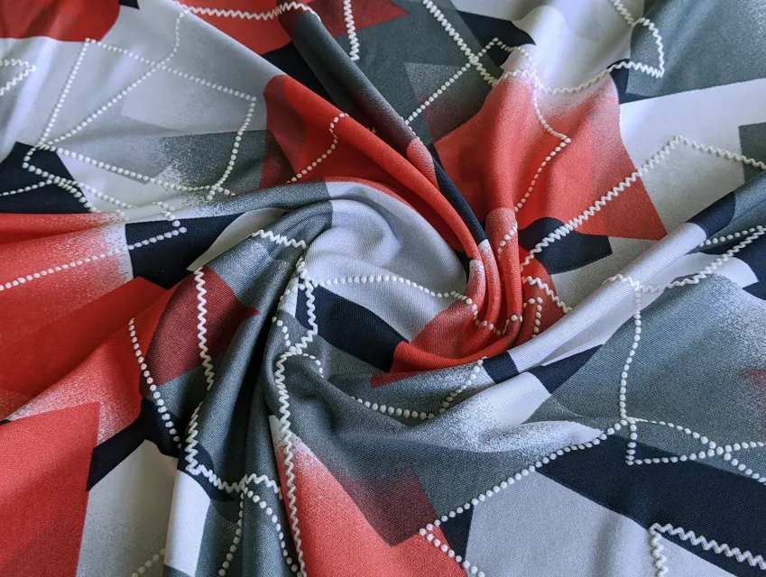 Масло лакр геометрическая абстракция, серо-красное - фото 1 - интернет-магазин tkani-atlas.com.ua