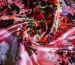 Атлас стрейчевый цветочная акварель, красно-розовый - фото 1 - интернет-магазин tkani-atlas.com.ua