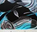 Атлас стрейчевый яркие узоры, бирюзово-серый на черном - фото 2 - интернет-магазин tkani-atlas.com.ua