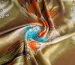 Стрейч атлас цветочная мечта, оливковый с голубым - фото 1 - интернет-магазин tkani-atlas.com.ua