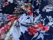 Трикотаж вискозный цветы, красно-белый на синем - интернет-магазин tkani-atlas.com.ua